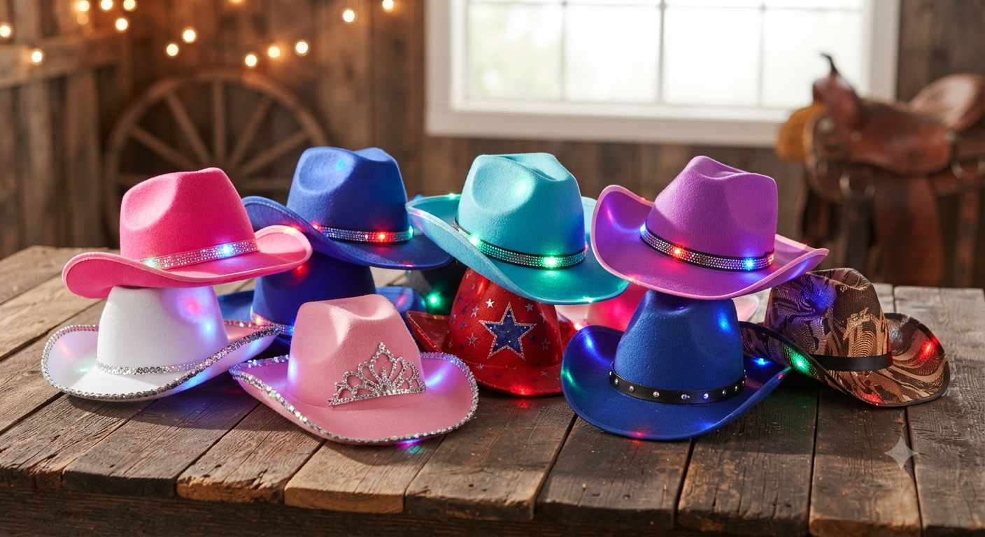 Pcs Cowboy Cowgirl LED Flashing Light Hats