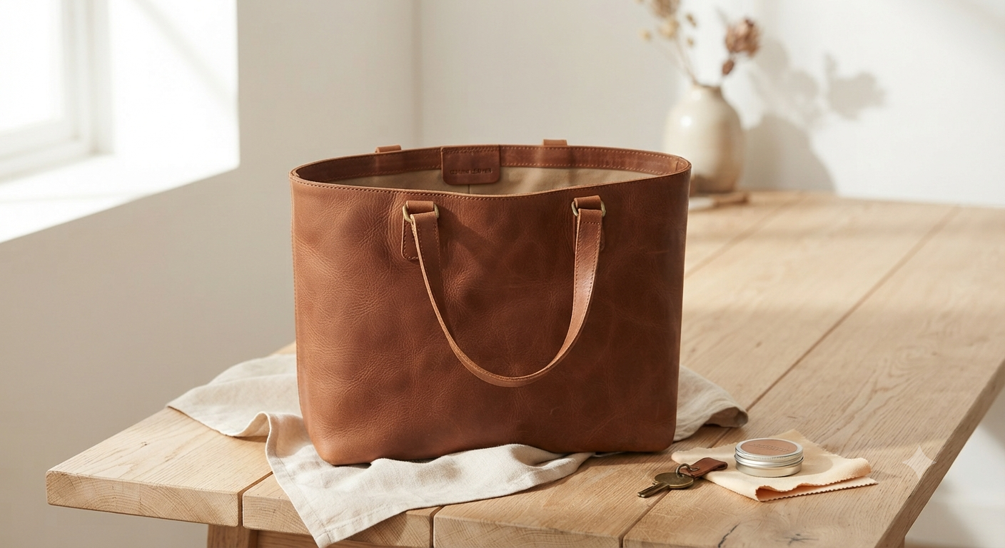 Genuine Cowhide Leather Tote Bag for Women