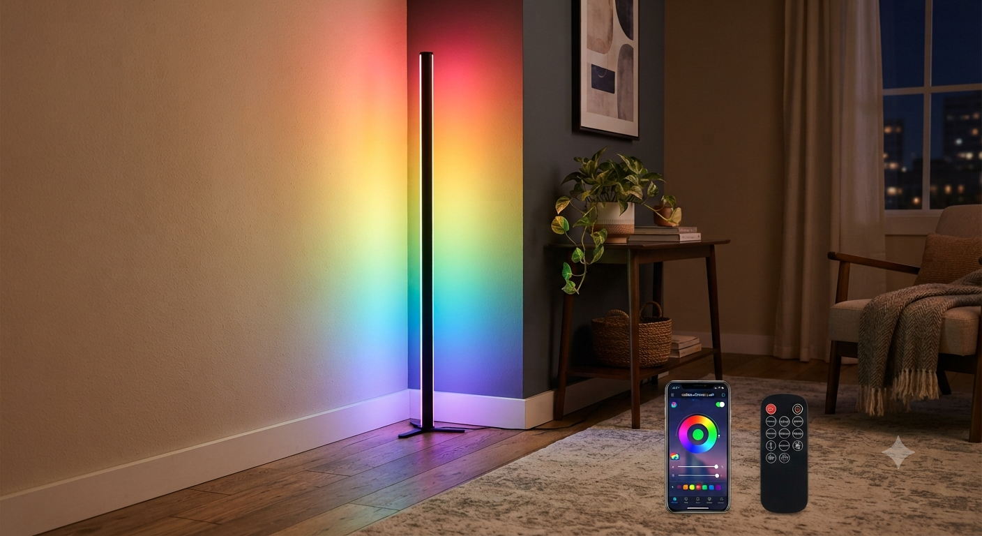 Corner Floor Lamp with Remote & App Control