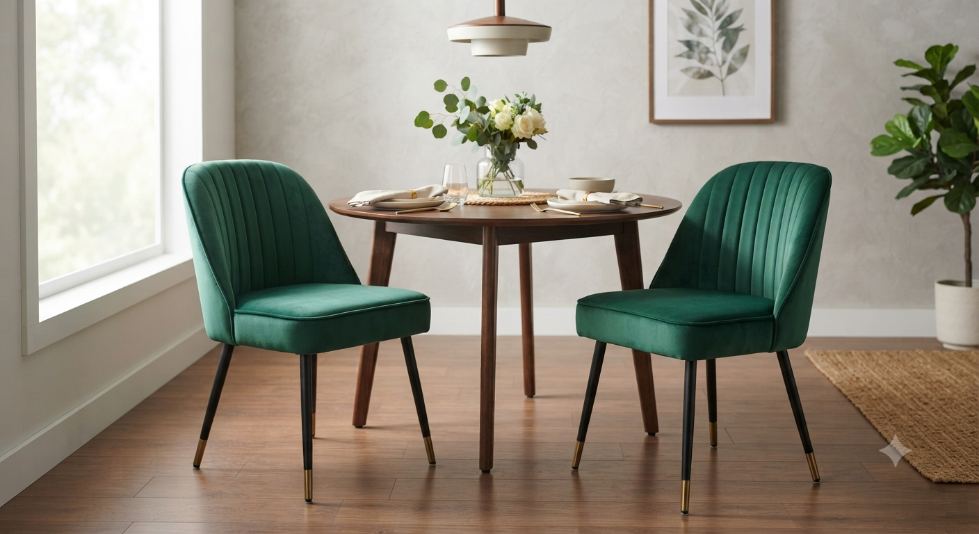 Set of 2 Velvet Dining Chairs