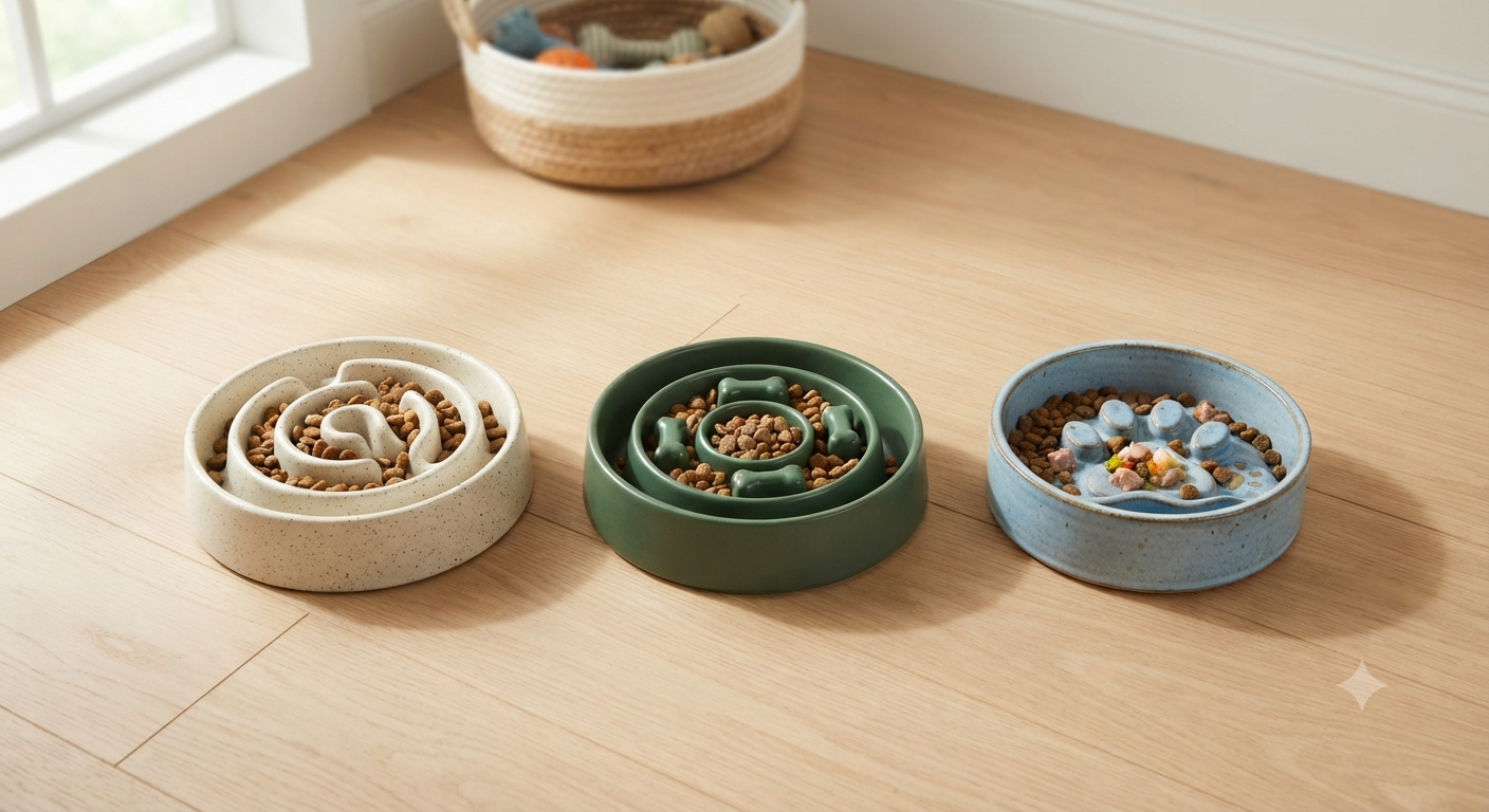 Ceramic Slow Feeder Dog Bowls,