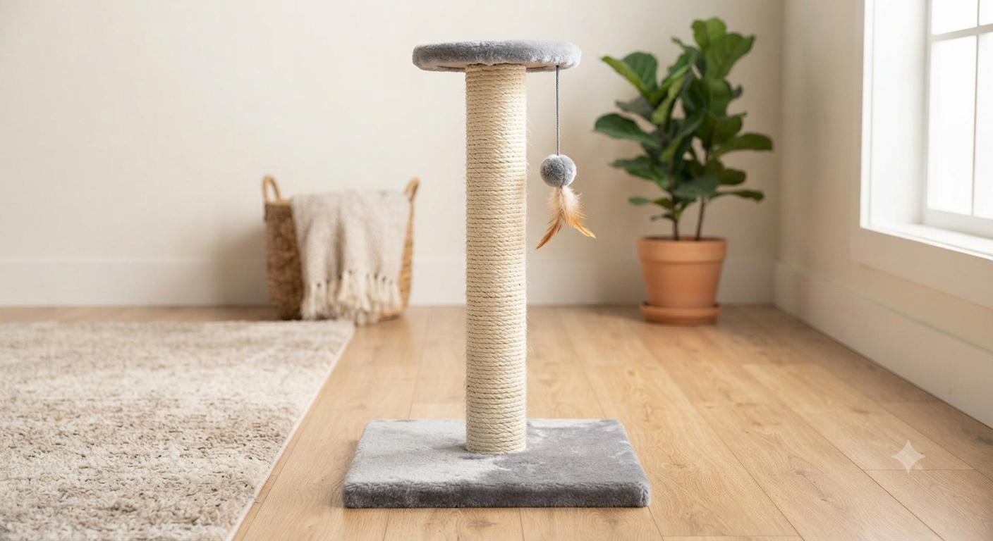 Tall Cat Scratching Post 36 inch Large Cat Scratch Post for Indoor Cats with Durable Natural Sisal Rope Scratcher Post Tree Kitten Interactive Toy-Gray