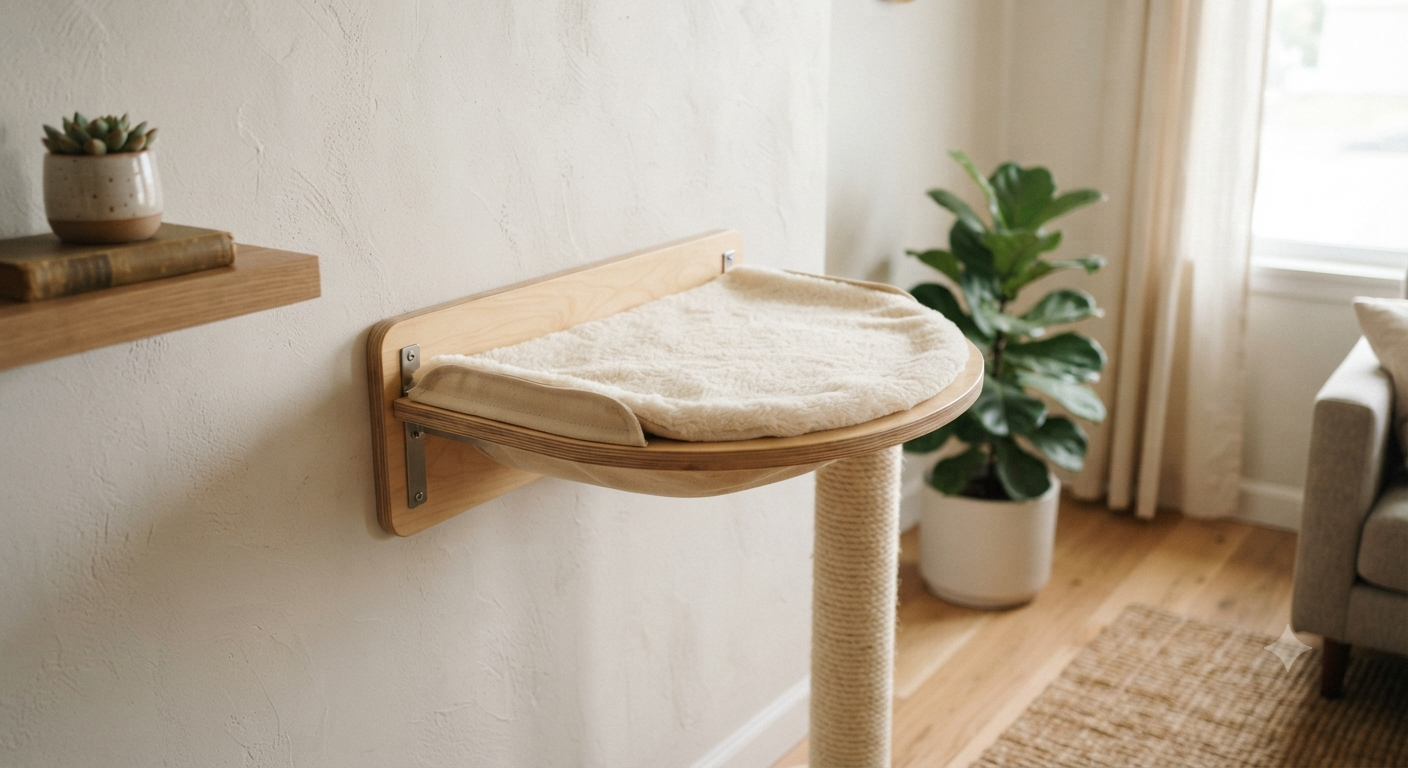 Dual-Sided Cat Wall Bed with Canvas & Plush Fabric for All Seasons