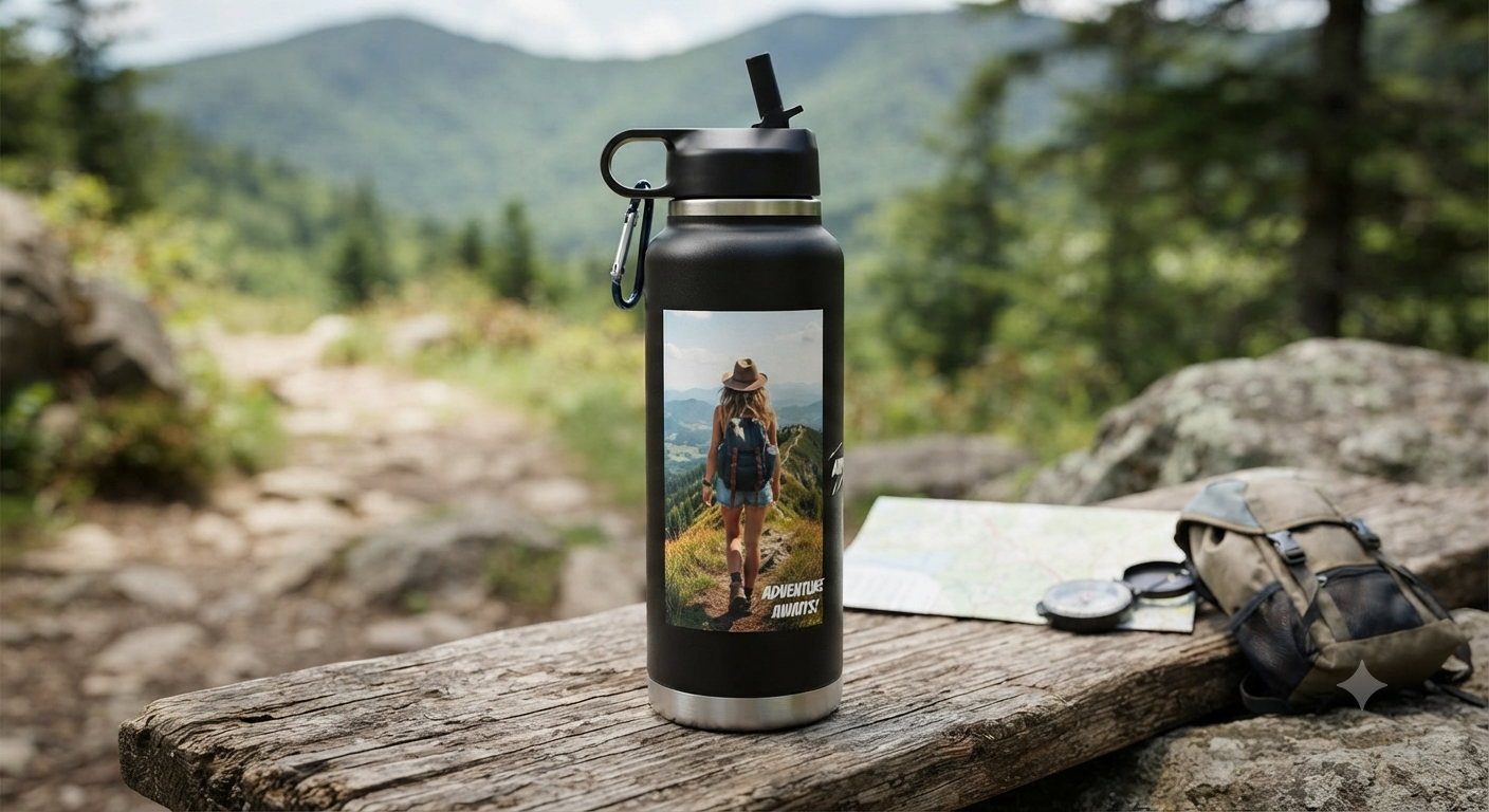 Personalized water bottle with photo, sports water bottle