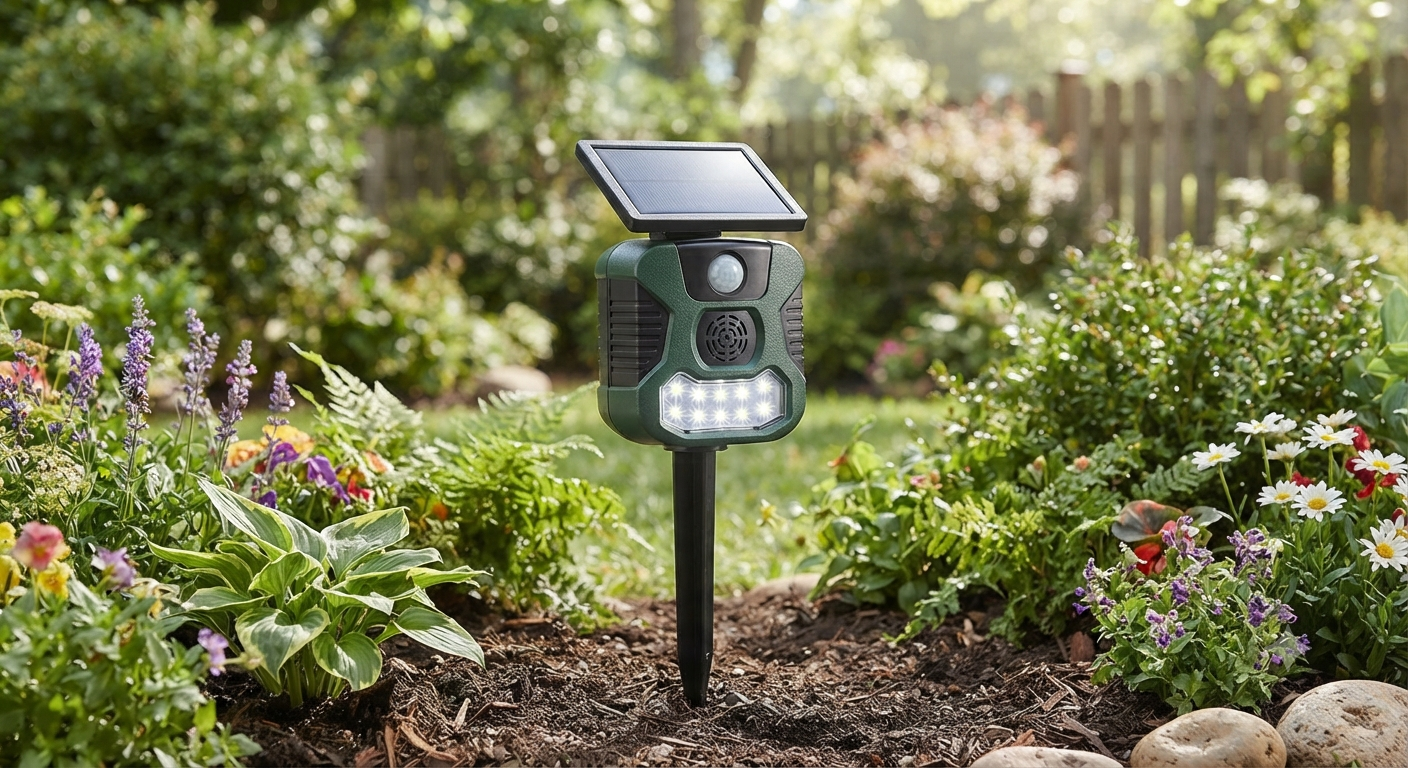 Upgraded Solar Ultrasonic Animal Repellent
