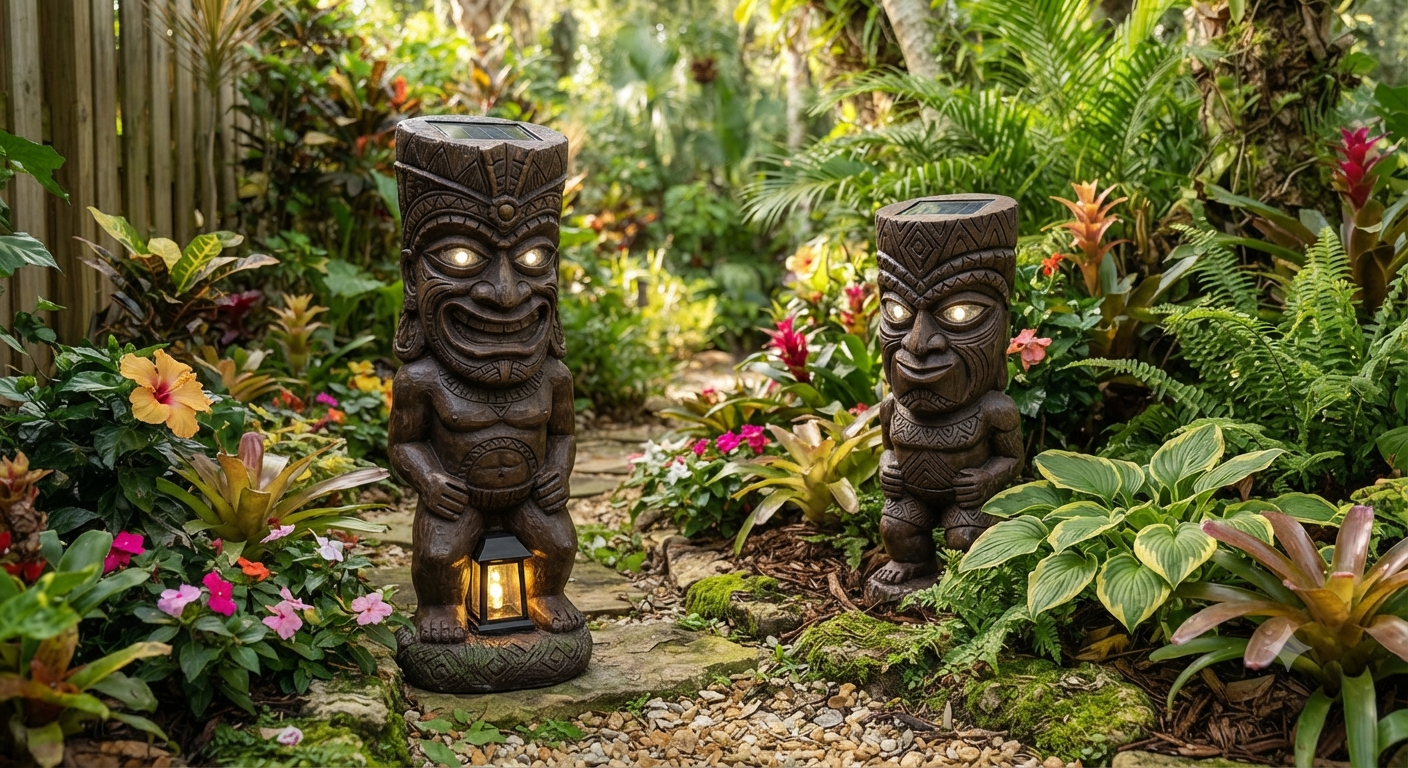 Solar Tiki Outdoor Statues Garden