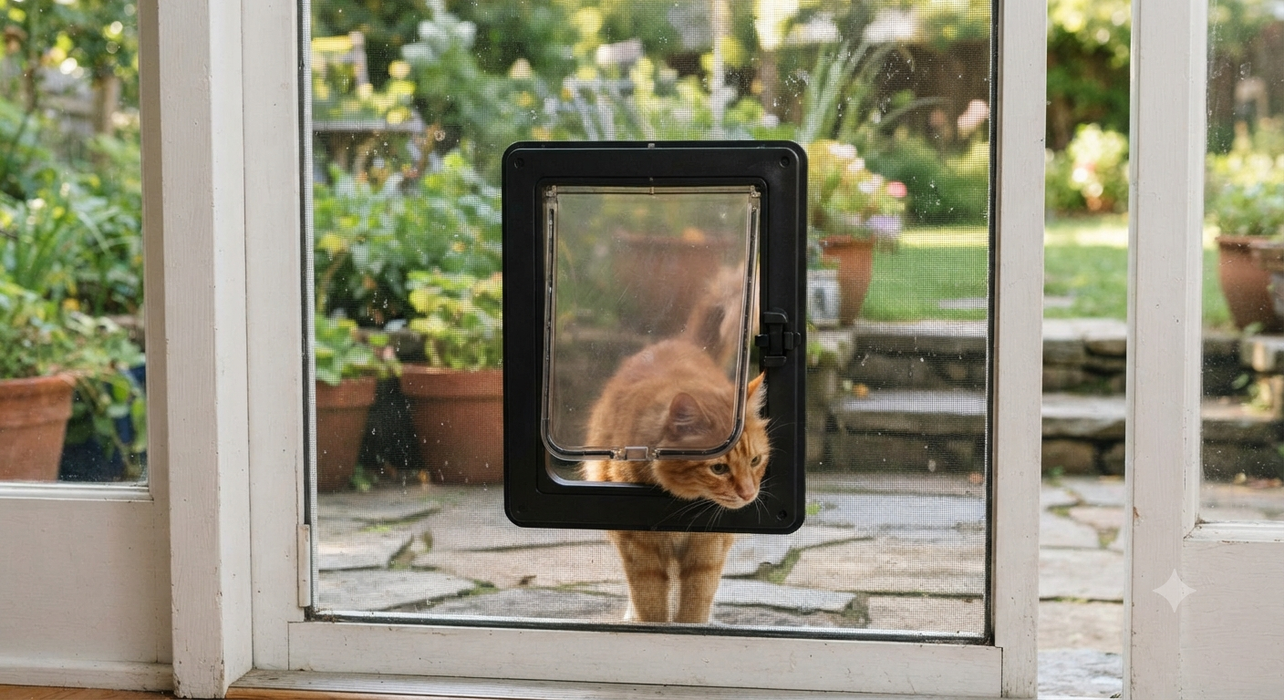 Cat Door for Screen Door with Flap Opening 8×10 inches