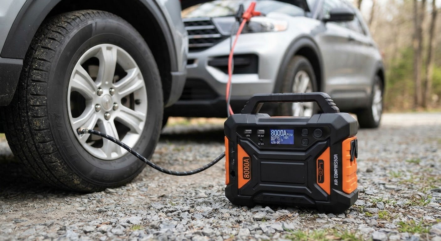 8000A Jump Starter with Air Compressor