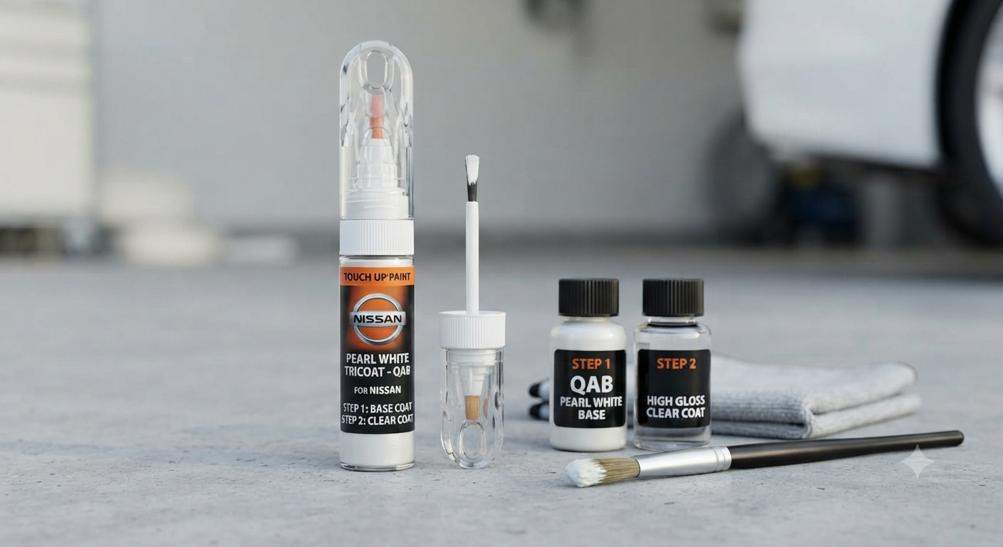 Pearl White TriCoat(QAB) Touch up Paint Compatible with Nissan