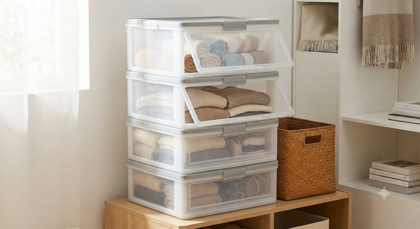 Storage Bins with Lids - Front Opening Storage Box