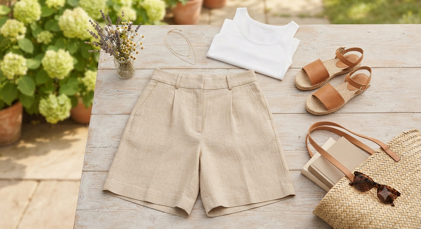 Linen Bermuda Shorts for Women