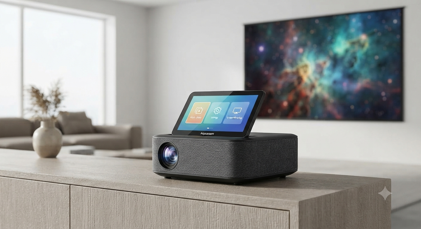 Aepuesem Smart Projector with 7" Touchscreen