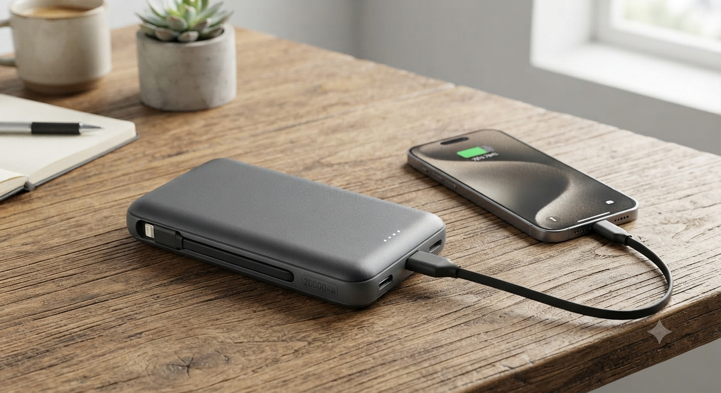 Powerbank 20000mAh with Integrated 3 Cables