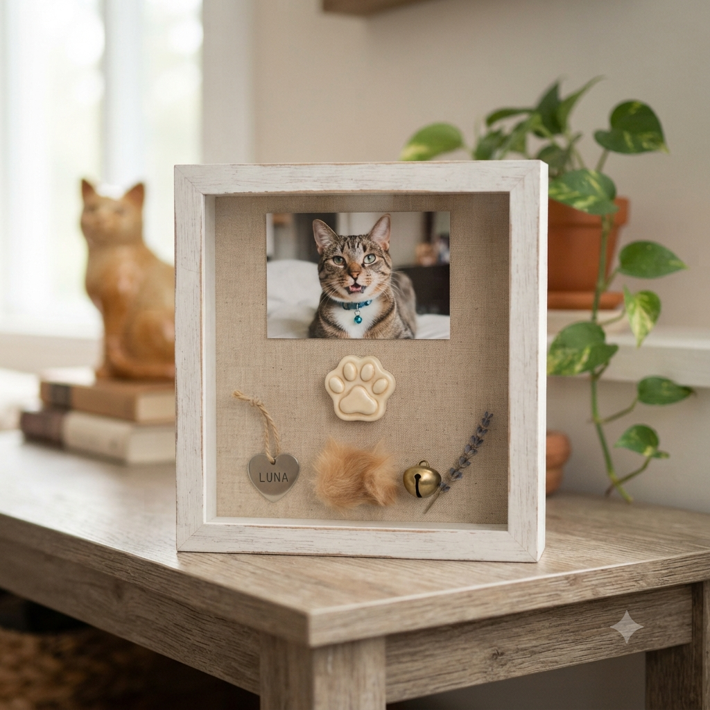 8.6'' Pet Memorial Shadow Box for Cats