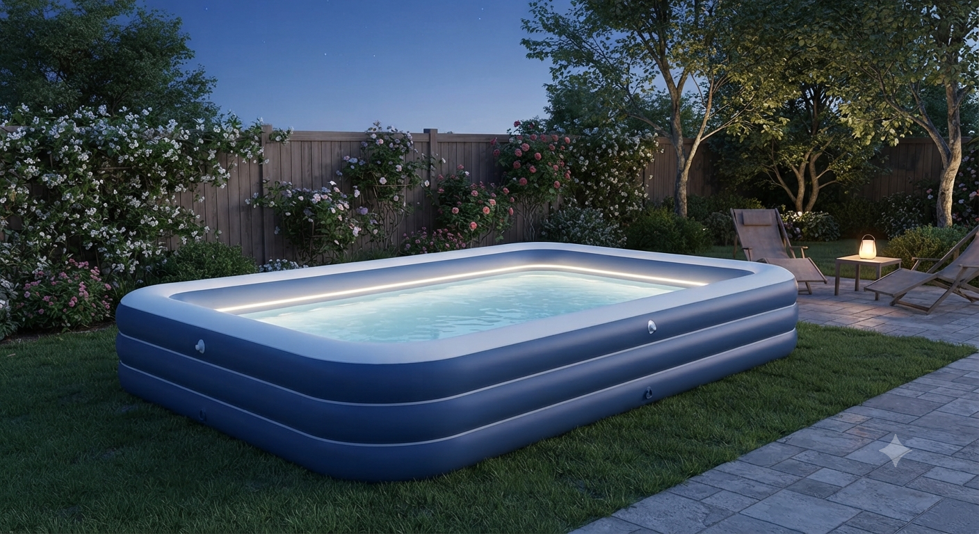 Large Inflatable Pool with Light, 12TF x 6.5TF Inflatable Swimming