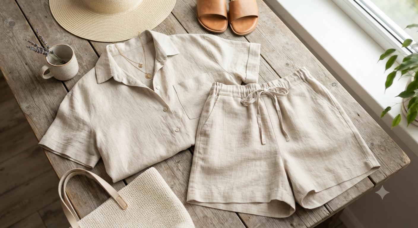 Linen Short Sets for Women 2 Piece Outfits