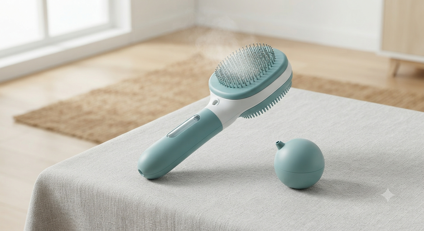 Pet Steam Brush for Dog & Cat - 3-in-1 Steam Grooming Brush
