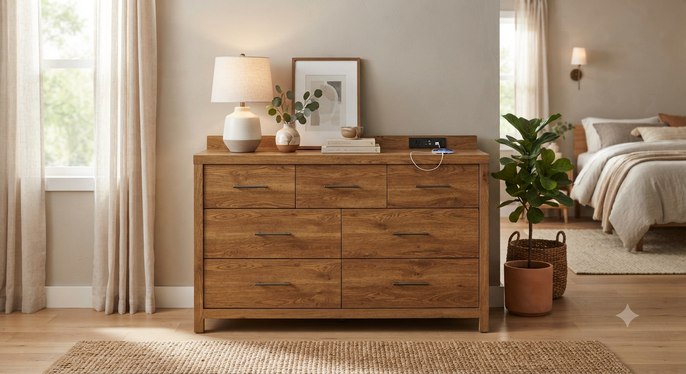 6 Drawer Dresser for Bedroom with Charging Station