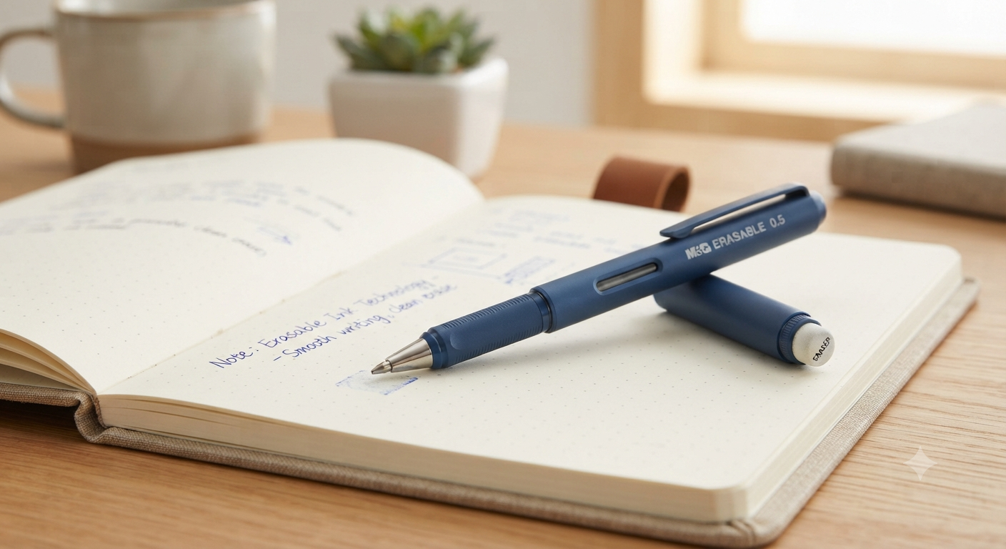 Refillable Rollerball Pen with Eraser