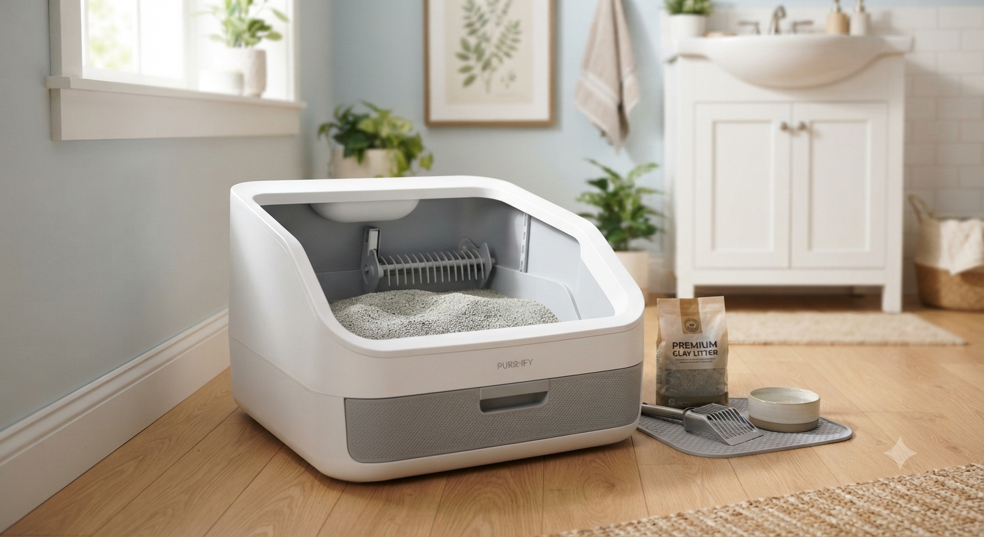 Open-Top Self Cleaning Cat Litter Box
