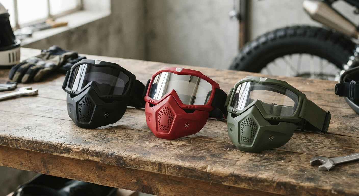 3 Pieces Motorcycle Goggles Detachable Face Mask