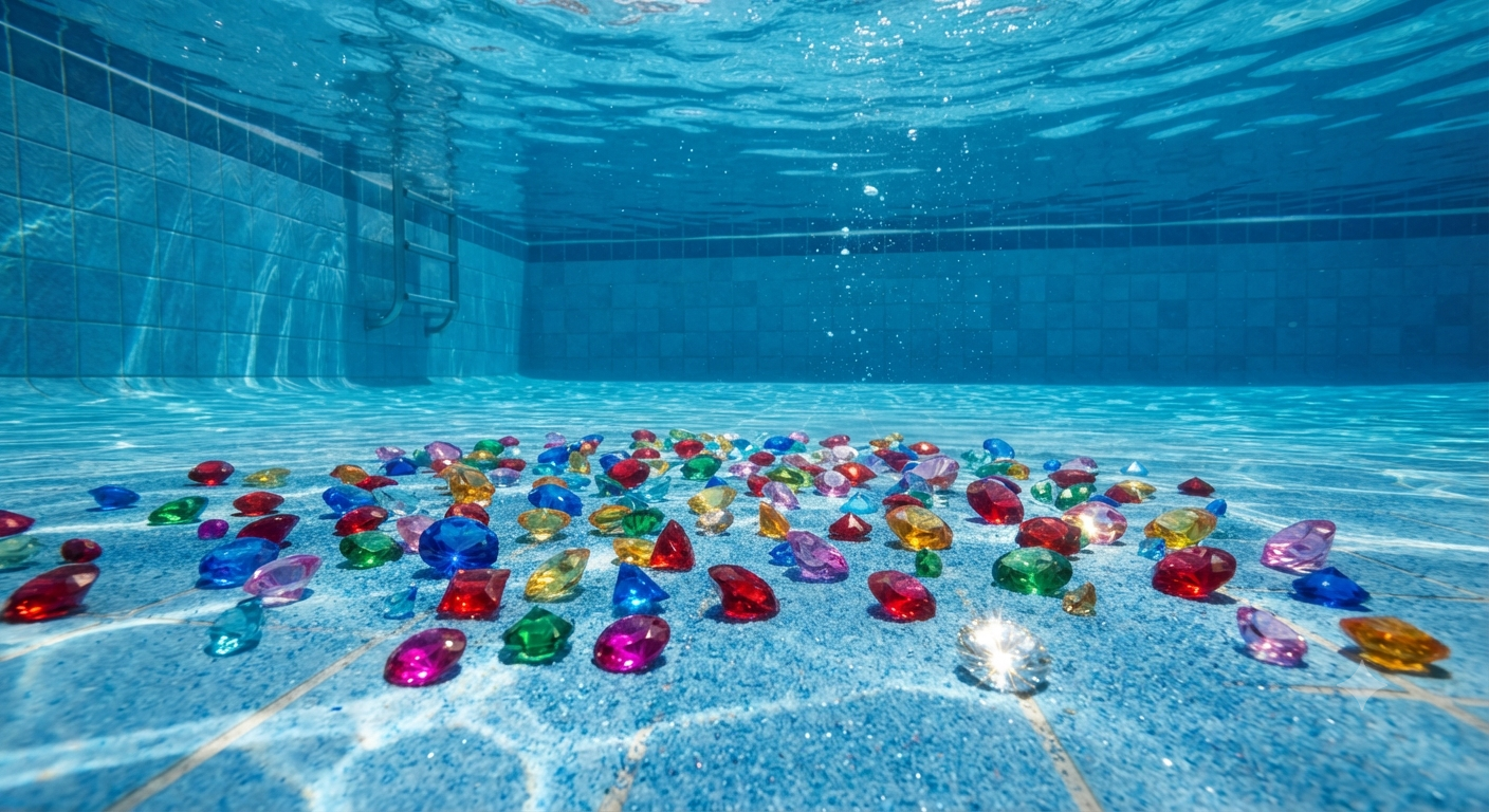 Diving Gem Pool Toys, Search & Find Water Game with 80 Colorful Gems