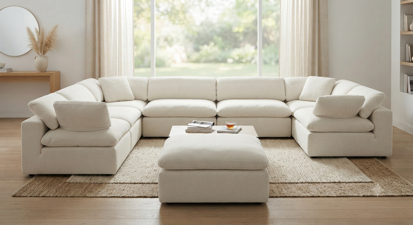 33 Inch 6 Seater Modular Cloud Sectional Sofa Set with Ottoman