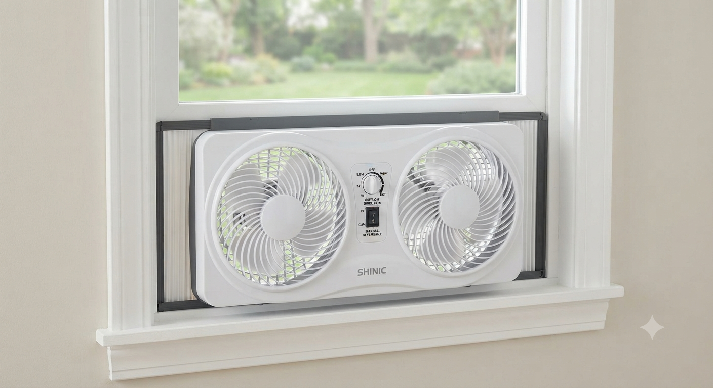 shinic 9" Dual Window Fan with Manual Reversible Airflow