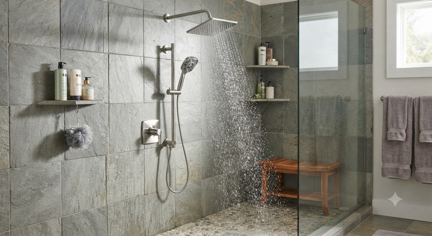 Dual Shower Head with Handheld, Tandem Shower Head Set for Two People