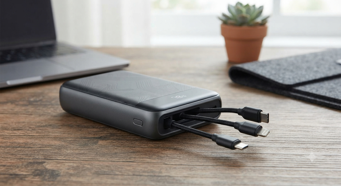 Power Bank 20000mAh with Built in 3 Cable
