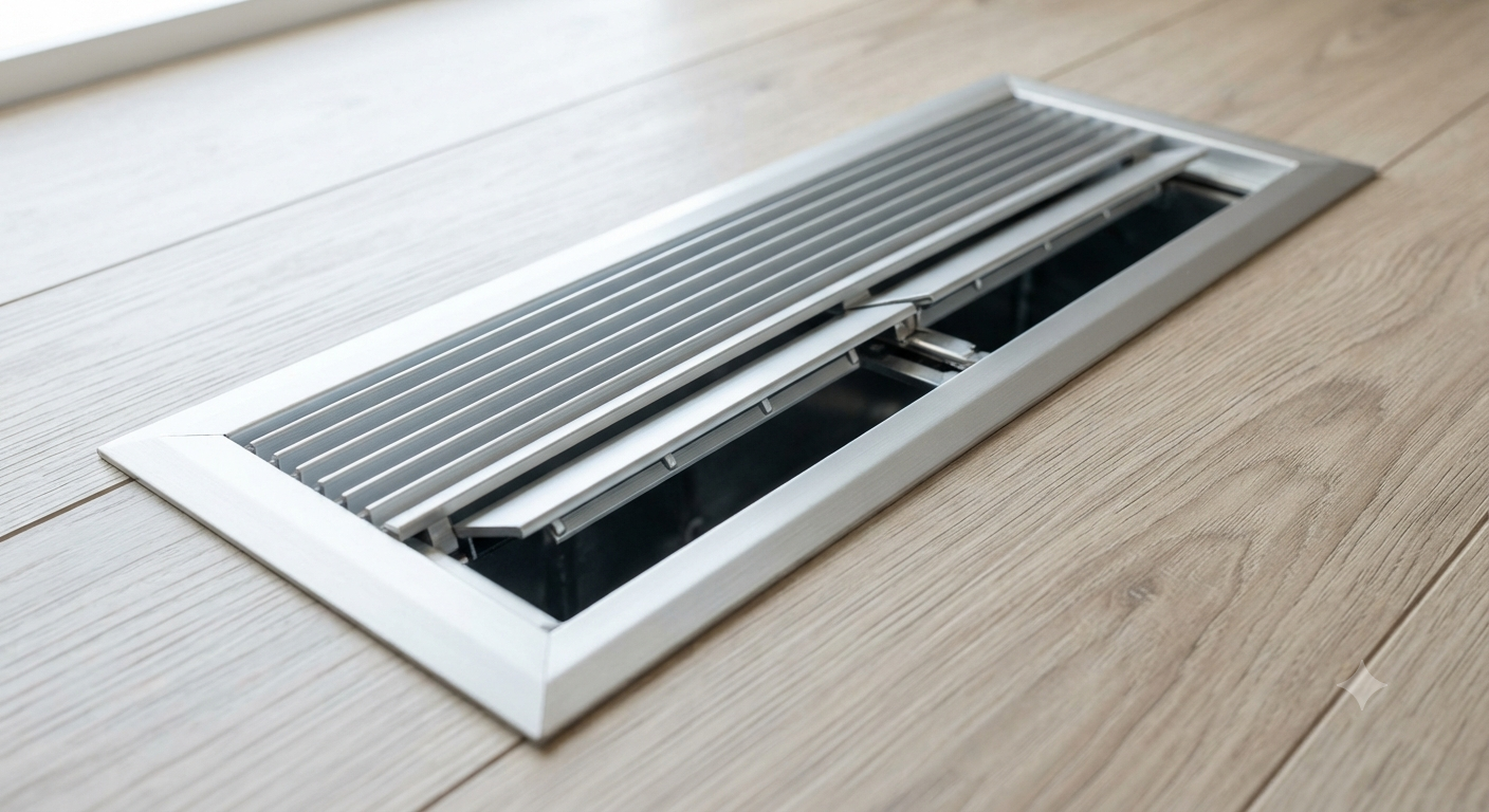 Aluminum RV Floor Register 2"x10" with Magnetic Vent
