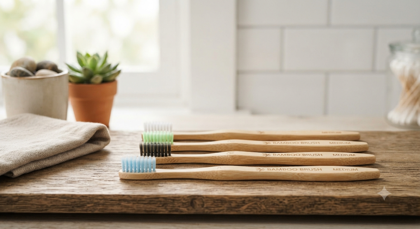 Bamboo Toothbrushes Medium Bristles 4 Pack