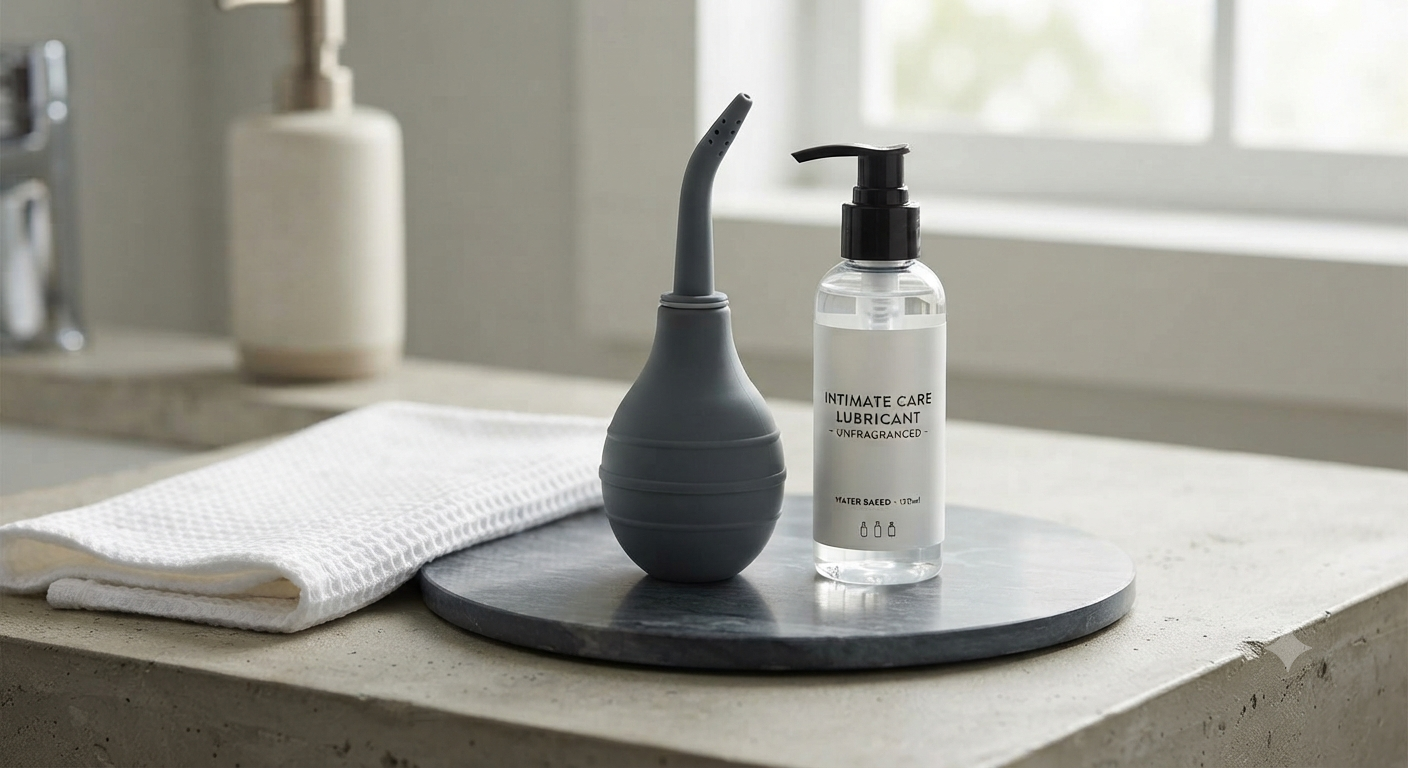 Anal douche set for adults with lubricant, intimate douche for body care