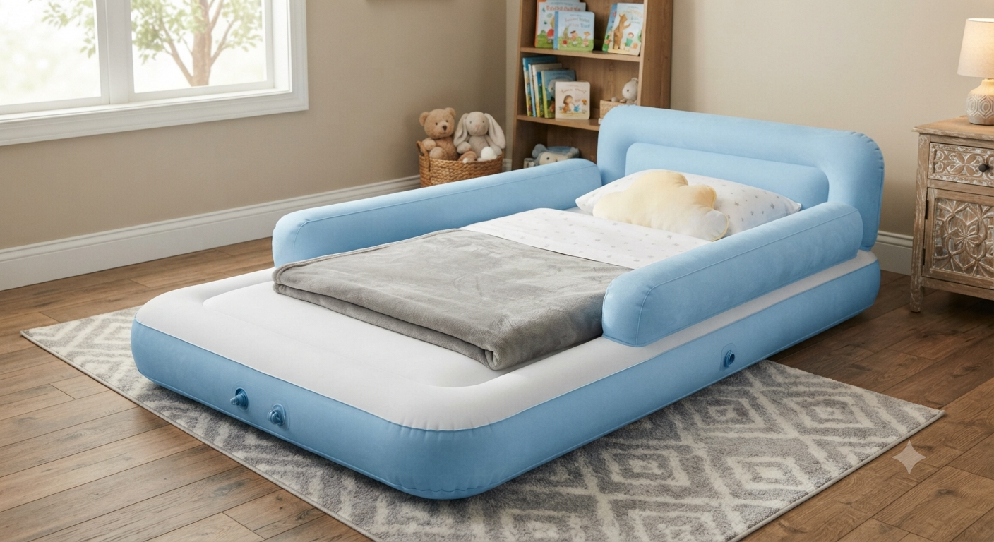 Kids Air Mattress Inflatable Toddler Travel Bed with Sides