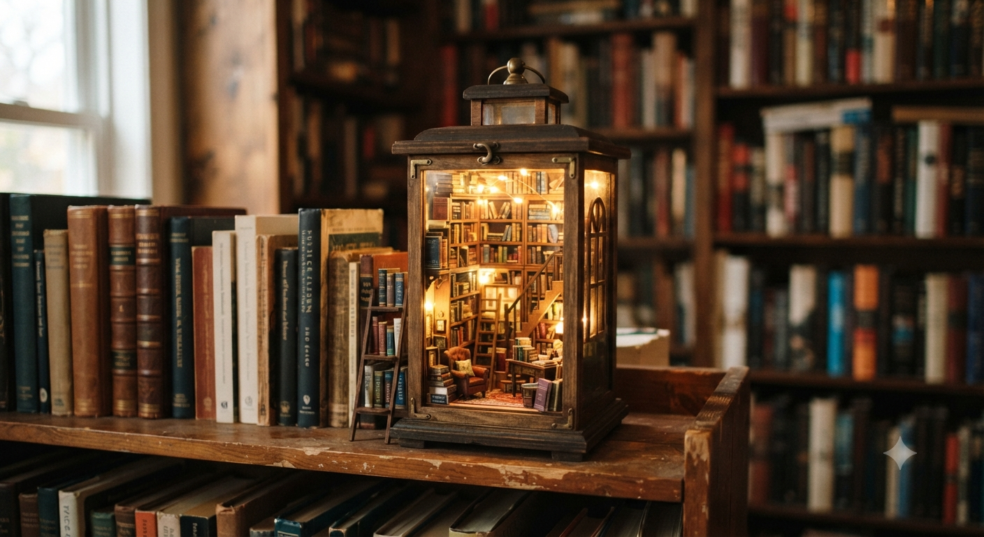 Library Lantern Mini Bookshelf Lamp
