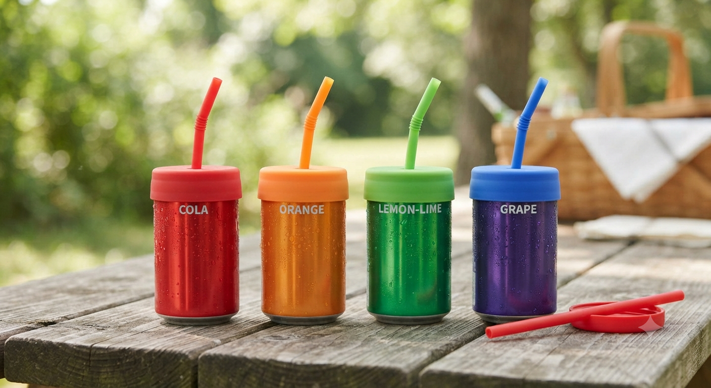 4 Pack Soda Can Lids with Straw