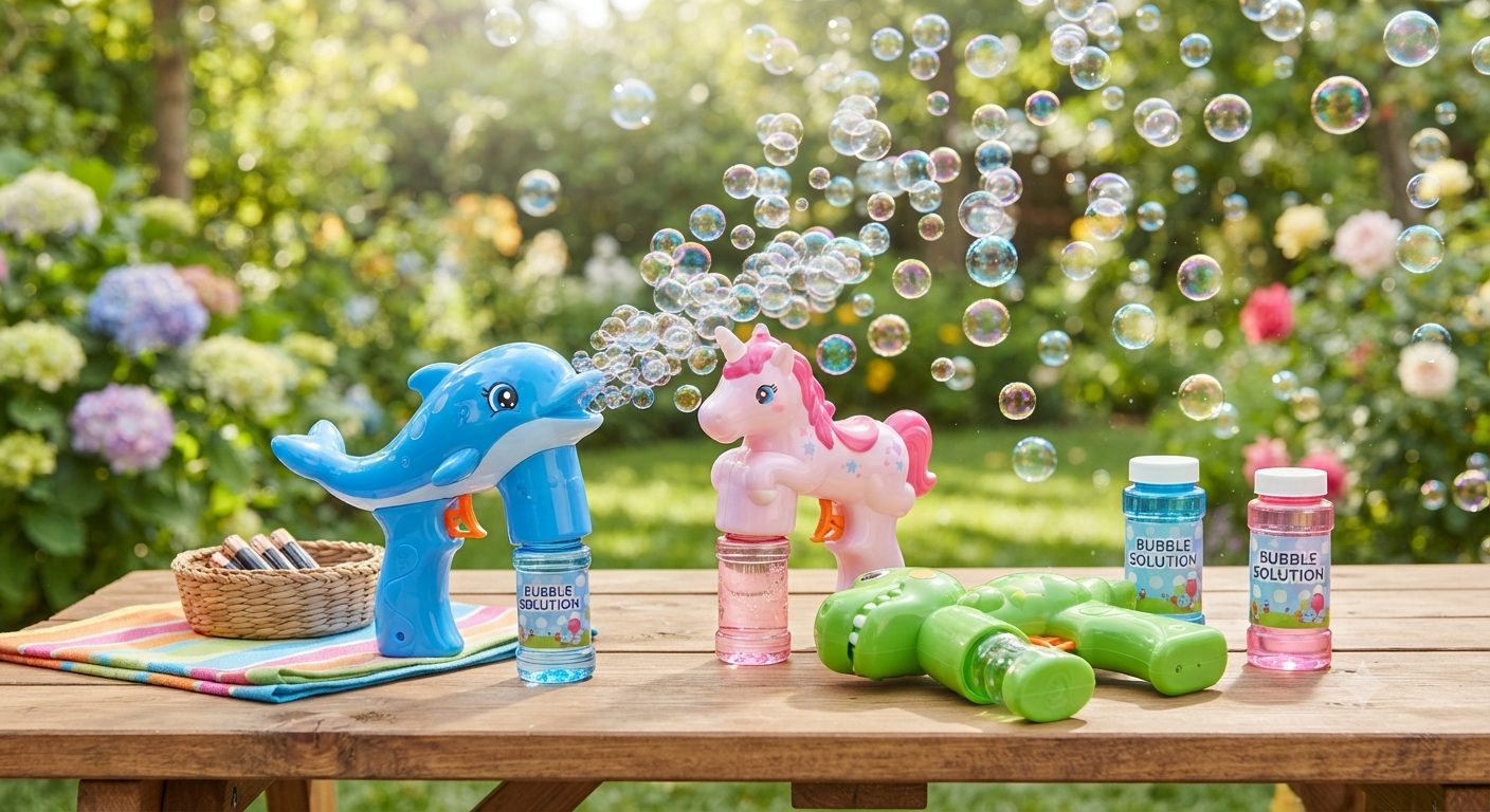 3 Pack Bubble Guns with Bubbles Solution