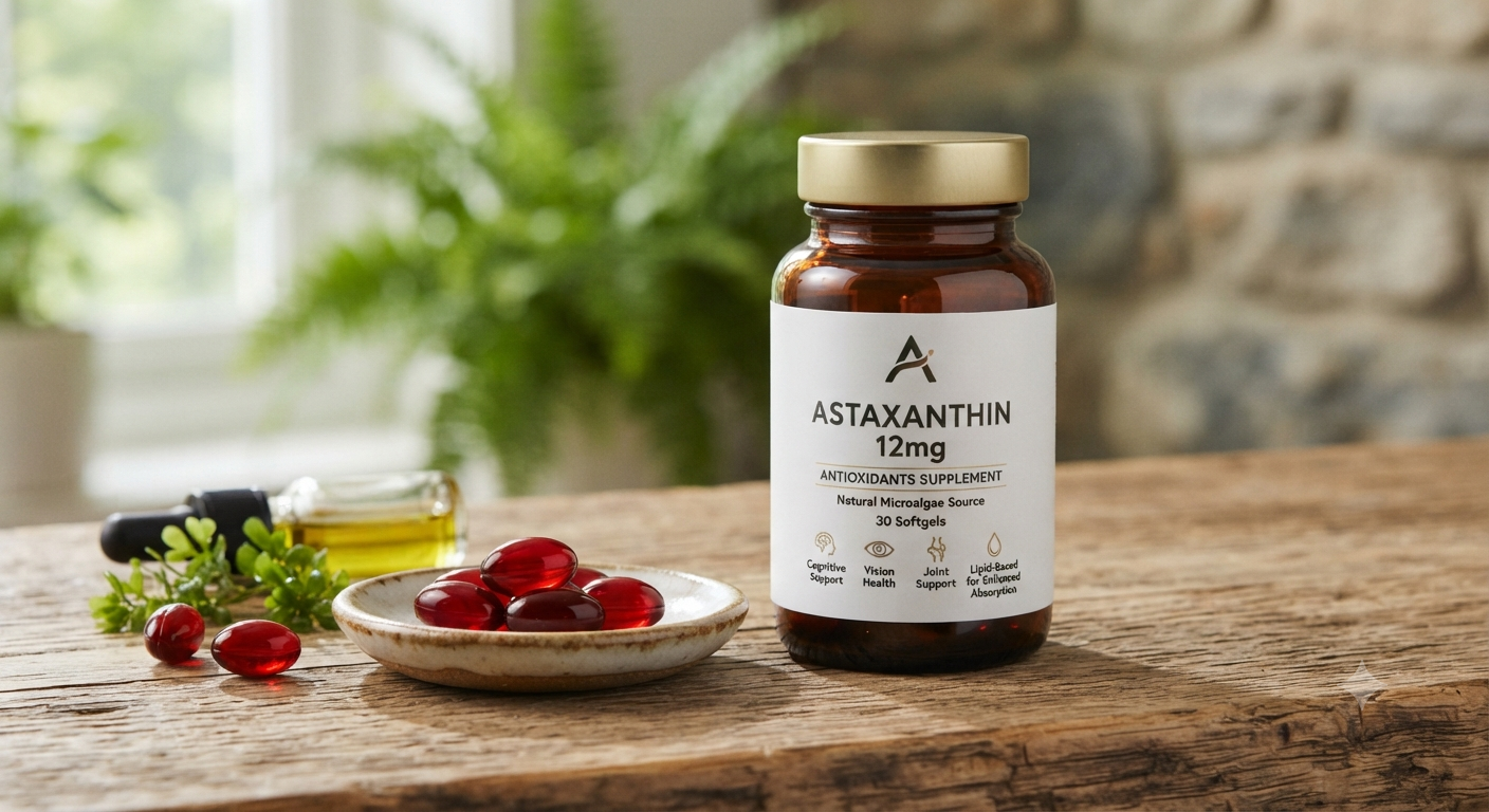 Astaxanthin 12mg Antioxidants Supplement – Natural Microalgae Source