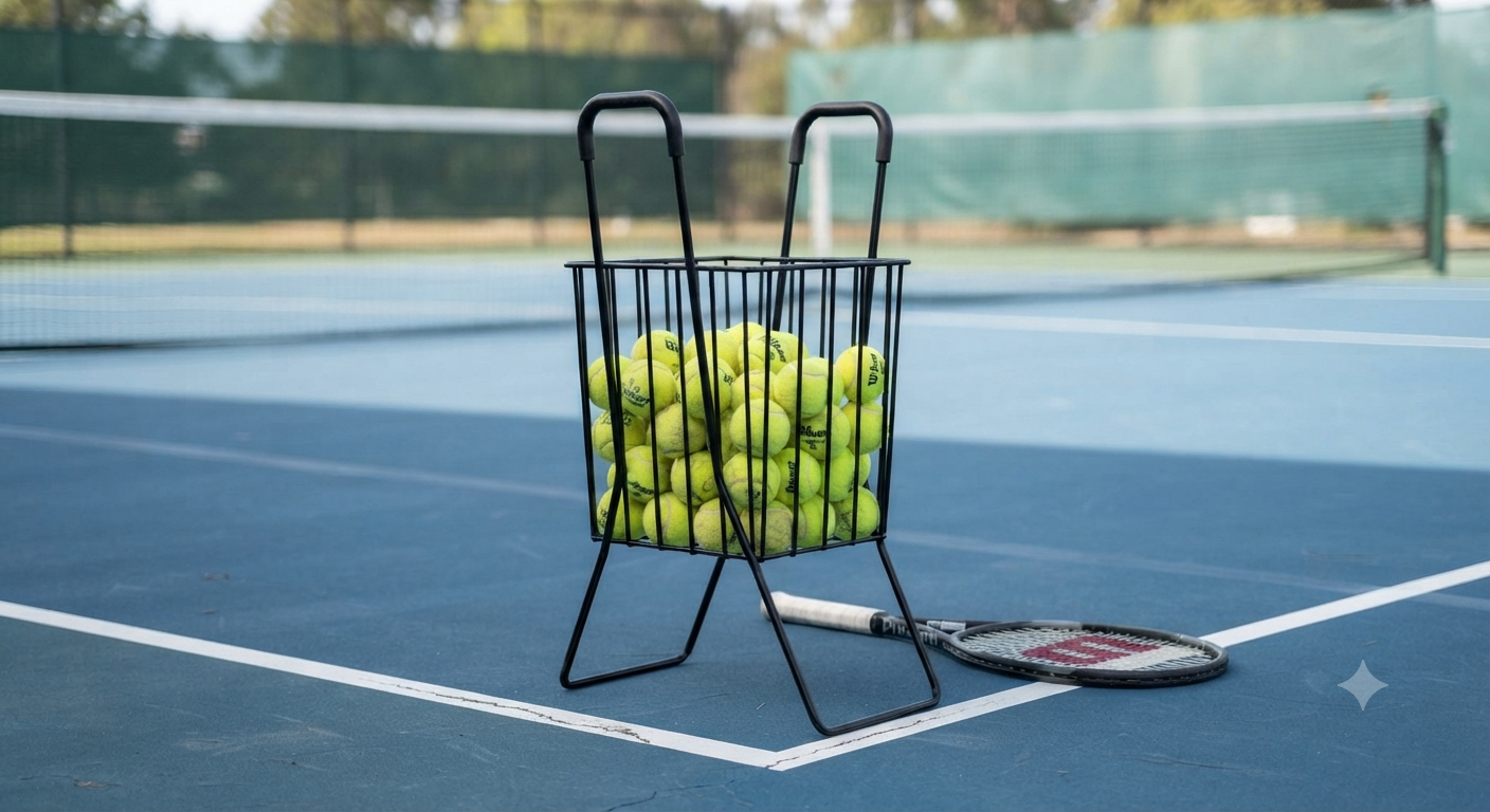 Portable Tennis Ball Holder with Handle for Court