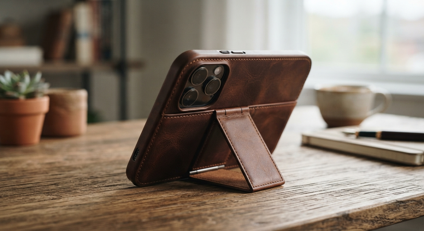 iPhone 17 Pro Max Case Leather with Stand