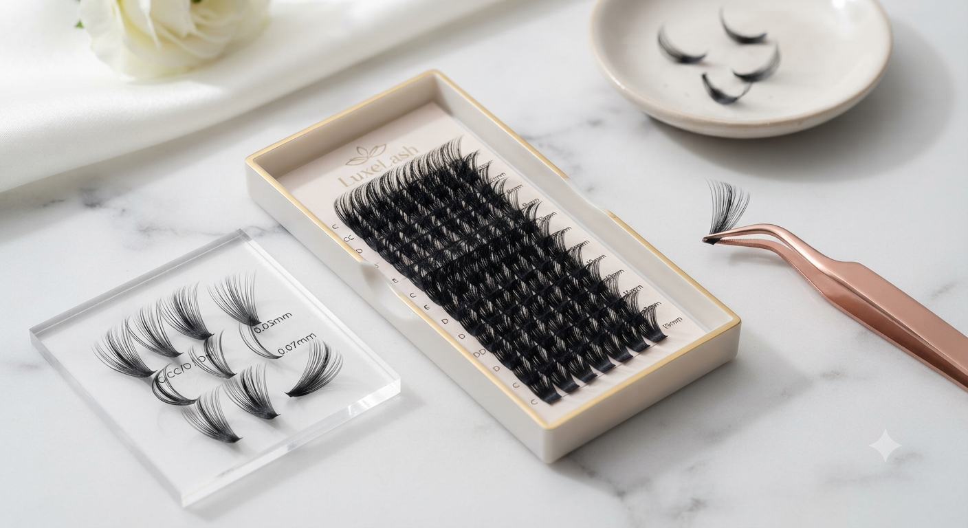 Lash Extensions Cashmere Volume Eyelash Cluster C CC D DD Curl 0.03 0.05 0.07mm Thickness 8-15mm Mix Length