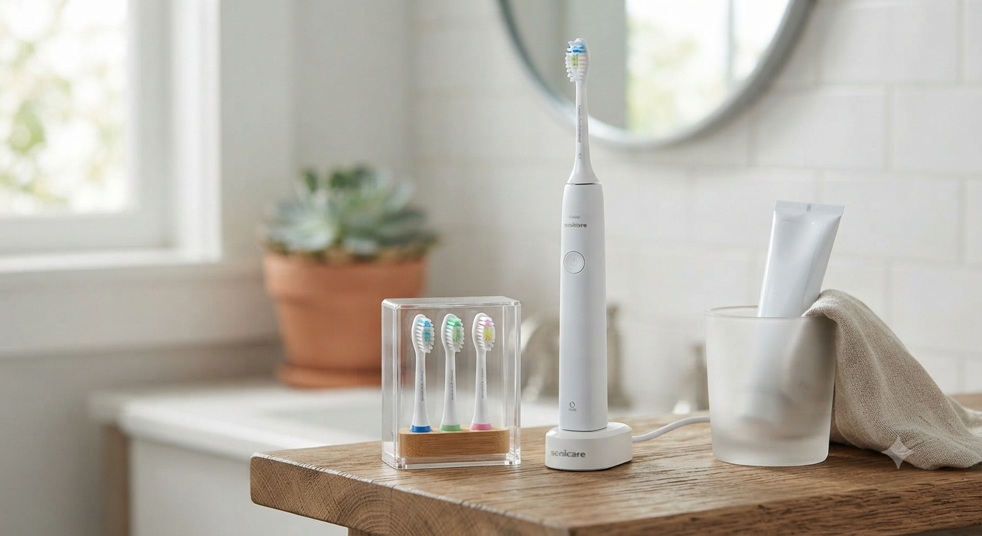 Compact White Design with Replacement Brush Heads