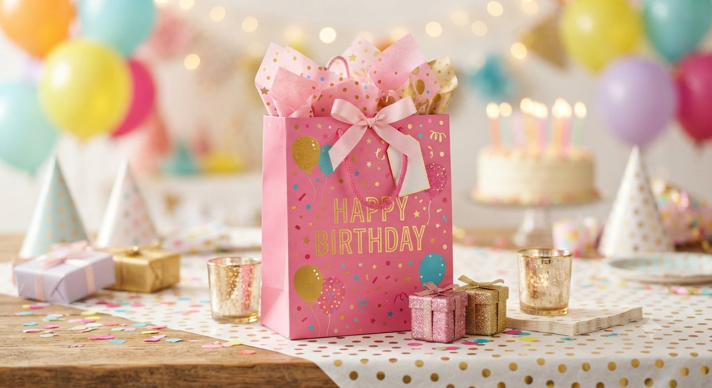 pink birthday bag