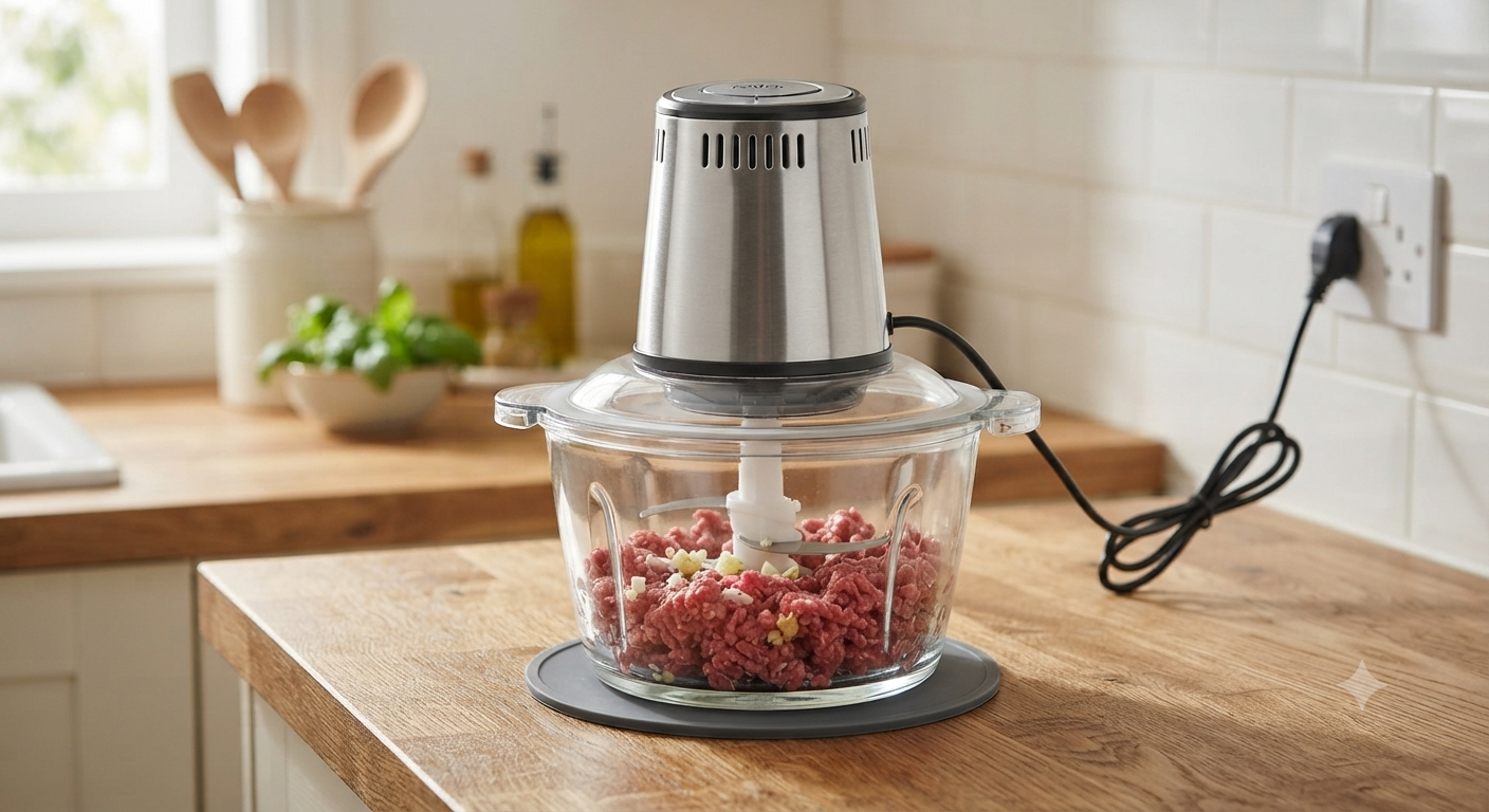 Food Processor,300W Electric Meat Grinder with 2L Glass Bowl
