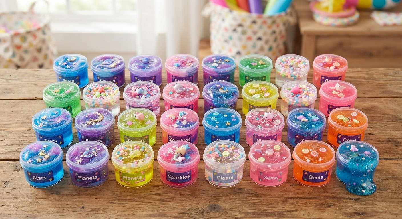 Slime Party Favours, Pack of 24 Galaxy Slime and Clear Slime