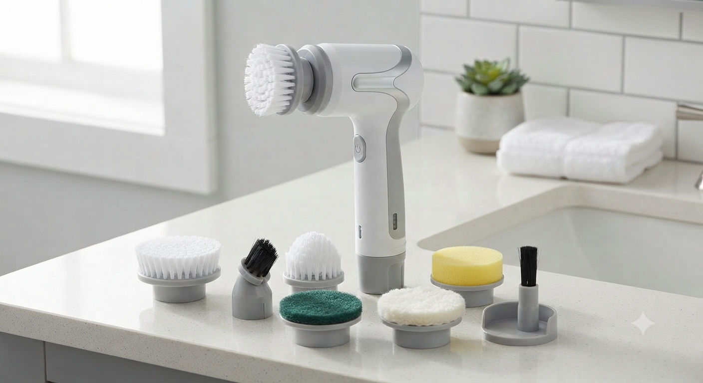 Electric Cleaning Brush Bathroom Cordless 8 Heads IPX7