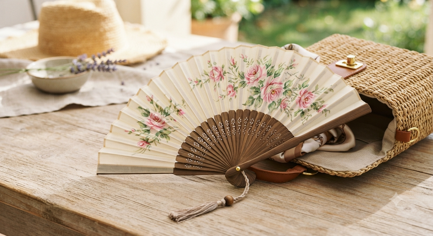 Fecher Women's Summer, Hand Fan for Handbag