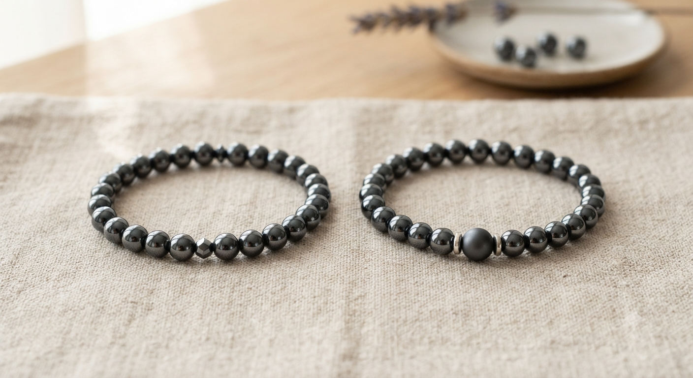 2Pcs Hematite Bracelet Set