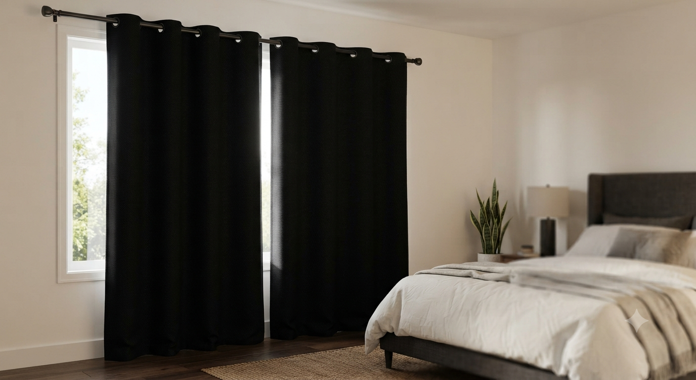 Thermal Insulated Black Blackout Curtains