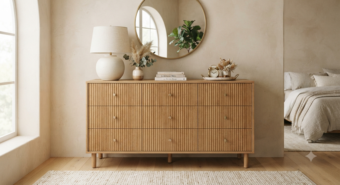 Fluted 9 Drawer Dresser